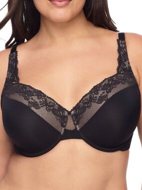 Olga Cloud 9 Underwire Contour Lace-Neckline Bra GF7961A Black 44C, NWT